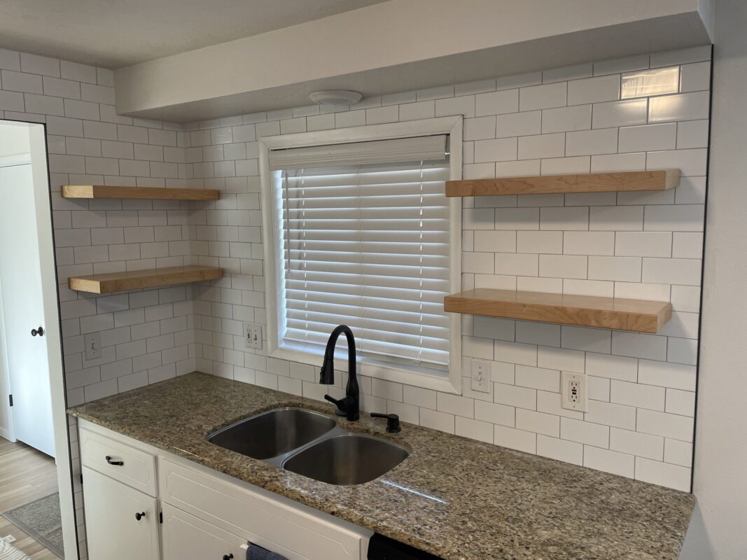 Floating Kitchen Wood Shelves