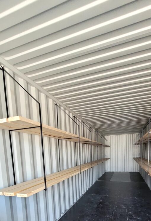 Shelving in Shipping Container